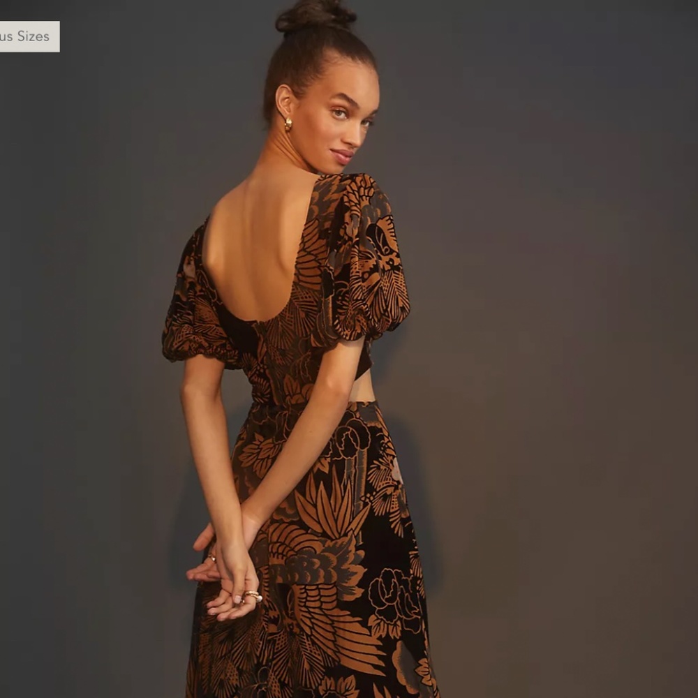 Let Me Burn Out Anthropologie Velvet Maxi Dress Size Medium